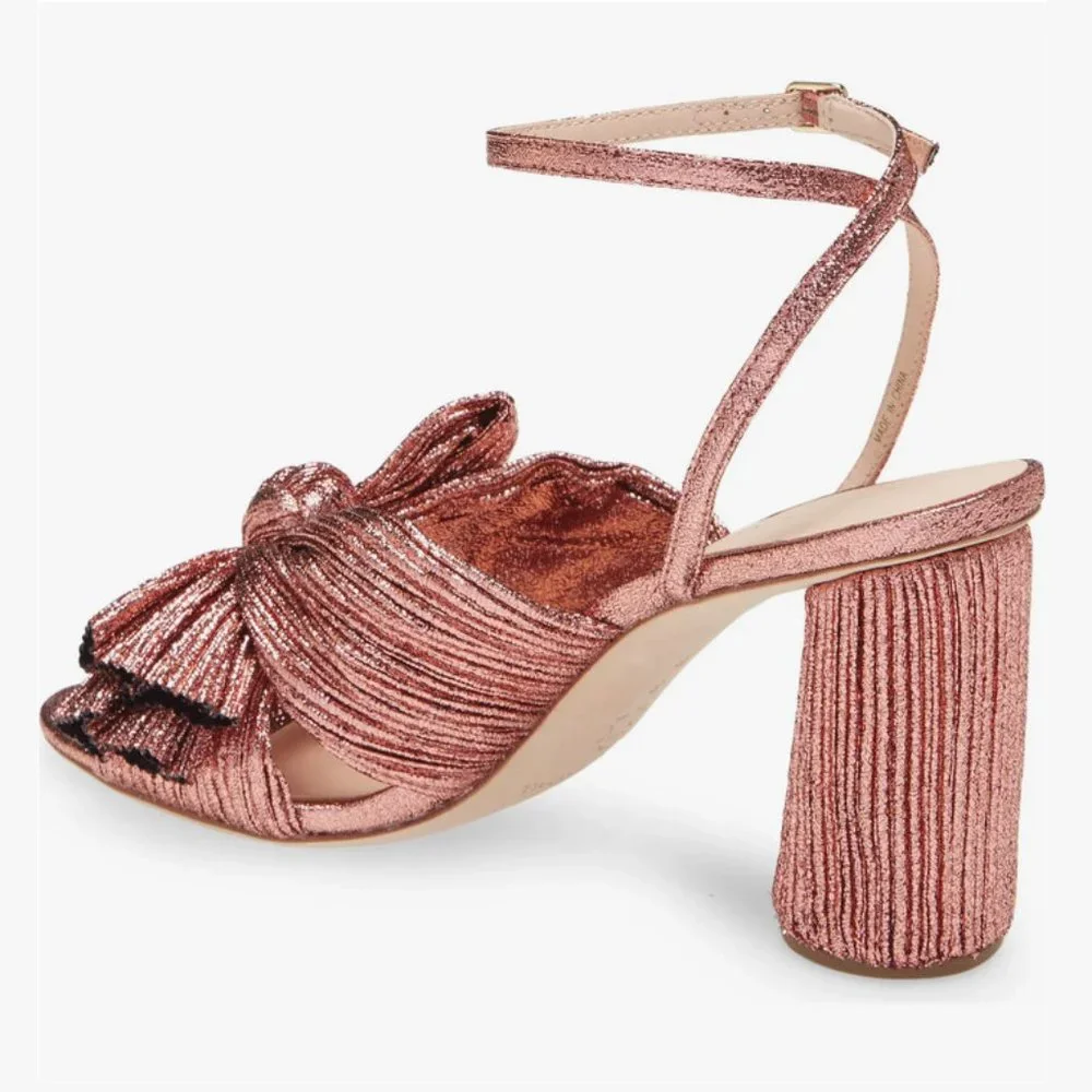 NEW Loeffler Randall Size 11.5 Women's Camellia Knotted Metallic Sandals - Metro - Picture 2 of 6
